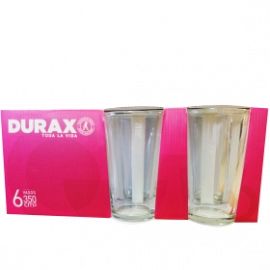 VASO VIDRIO X 6 UNIDADES EN CAJA TRAGO LARGO DURAX 350ML