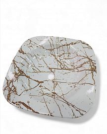 PLATO HONDO CUADRADO CERAMICA COLOR MARMOLADO