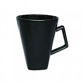 TAZA CERAMICA 350CC CONICA NEGRO/BLANCA